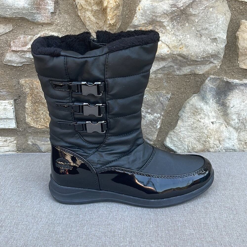 Totes black mid-calf rain boots side zipper size 7